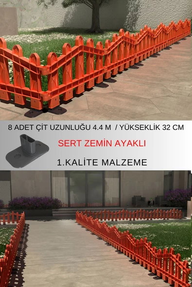 Dekoratif Plastik Alan Oluşturma ve Bahçe Çiti 8 ADET ÇİT (Y: 32 CM / G: 4.4 M) SERT ZEMİN AYAKLI - 3