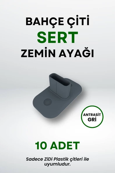 Çit Uyumlu 10'lu Sert Zemin Ayak - Antrasit Gri