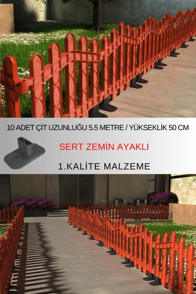 Dekoratif Plastik Alan Oluşturma ve Bahçe Çiti 10 ADET ÇİT (Y: 50 CM / G: 5.5 M) SERT ZEMİN AYAKLI - 3