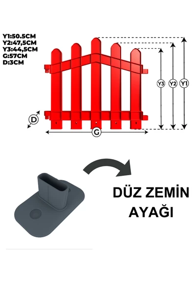 Dekoratif Plastik Alan Oluşturma ve Bahçe Çiti 10 ADET ÇİT (Y: 50 CM / G: 5.5 M) SERT ZEMİN AYAKLI - 6