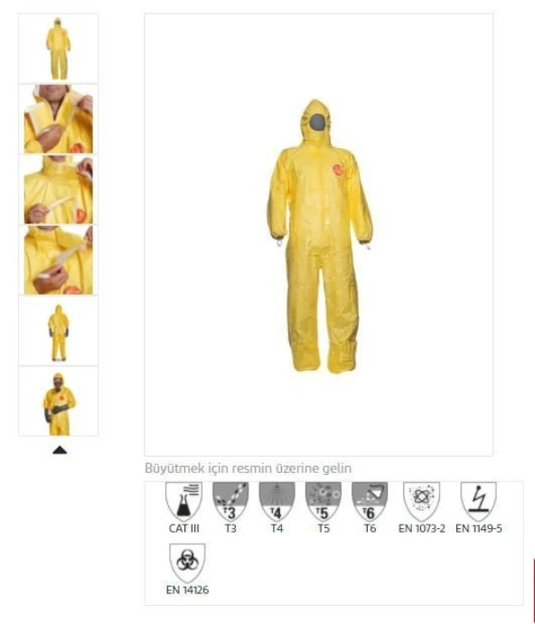 Dupont Tychem® 2000 C Kimyasal Tulum XL ürün görseli 1