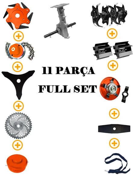 Eisenn German ET-900 11 in 1 PCS FUL Set Yan Tipi Benzinli Tırpan+Toprak Eşeleme +Akrobat Çapa Roket Başlık - 2