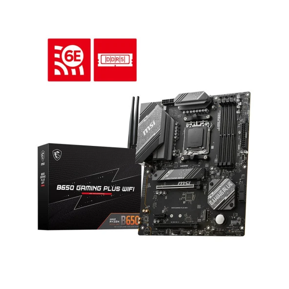 MSI B650 GAMING PLUS WIFI AMD B650 Soket AM5 DDR5 6000MHZ(OC) WIFI 6E ATX Anakart