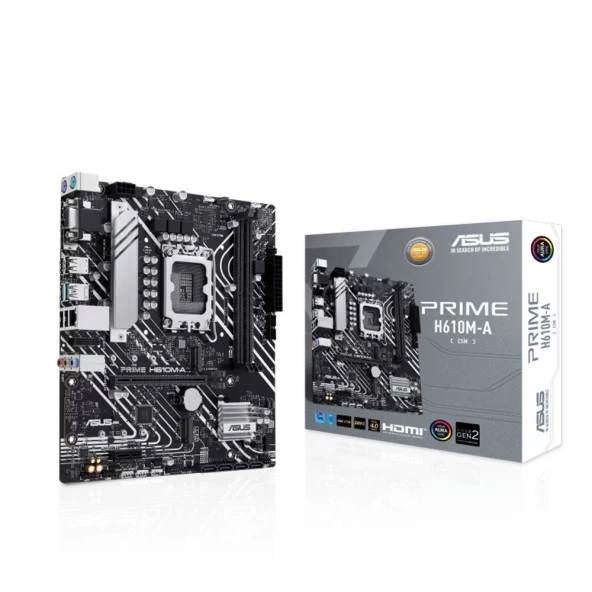 ASUS PRIME H610M-A-CSM Intel H610 LGA1700 DDR5 5600Mhz PCIe 4.0 2xM.2 mATX Anakart