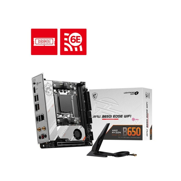 MSI MPG B650I EDGE WIFI AM5 AMD B650 7200Mhz DDR5 WIFI 6E Mini-ITX Anakart