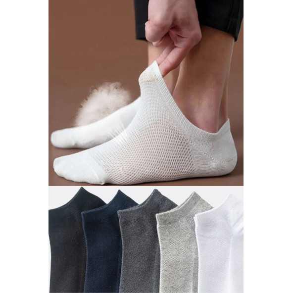 Erkek Pamuklu Extra Konforlu ve Yumuşak File Vedili Çorap Seti 5 Çift Kutulu - 2