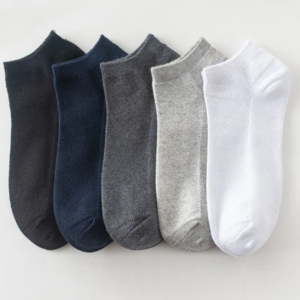 Erkek Pamuklu Extra Konforlu ve Yumuşak File Vedili Çorap Seti 5 Çift Kutulu - 3