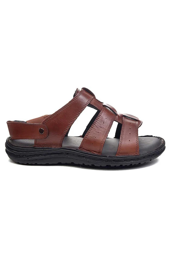 Mergenshoes M23 Taba Günlük Erkek Hakiki Deri Sandalet Ayakkabı