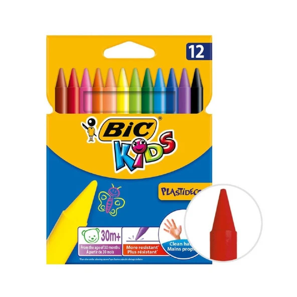 Bic Kids 12 Li Keçeli Boya Kalemi+12 Li Plastidecor Silinebilir Mum Pastel Boya - 3