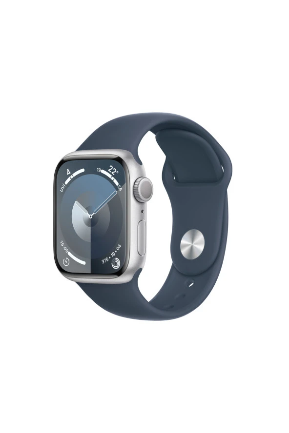 Apple Watch Series 9 GPS 41mm Gümüş Alüminyum Kasa ve Fırtına Mavisi Spor Kordon - S/M