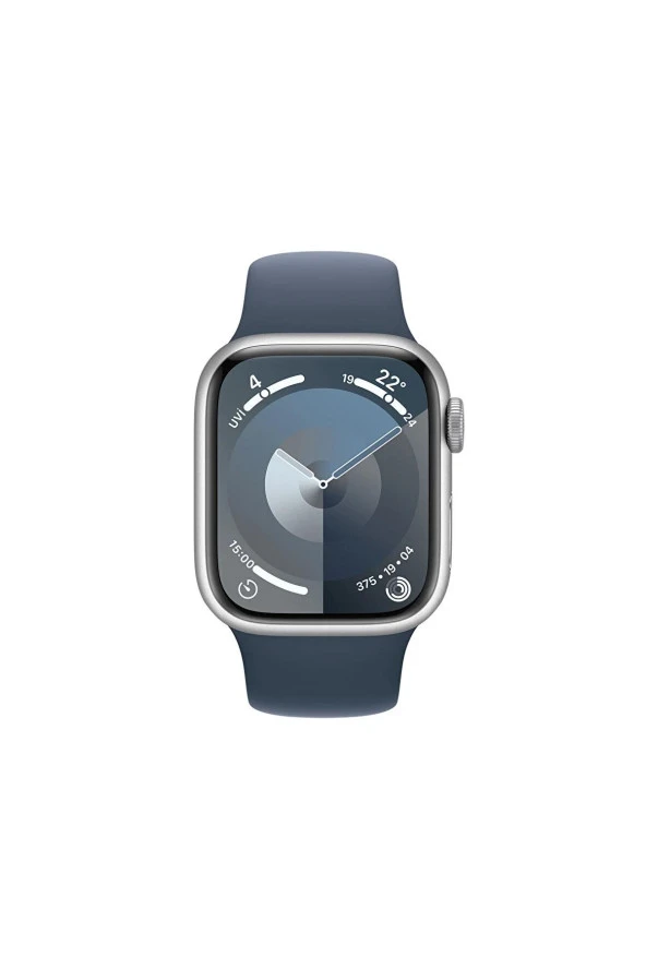Apple Watch Series 9 GPS 41mm Gümüş Alüminyum Kasa ve Fırtına Mavisi Spor Kordon - M/L