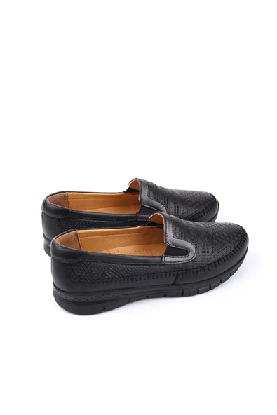 Castle Black Hakiki Deri 3,5 Cm Rahat Dolgu Topuk Anne Ayakkabı - Resim 4