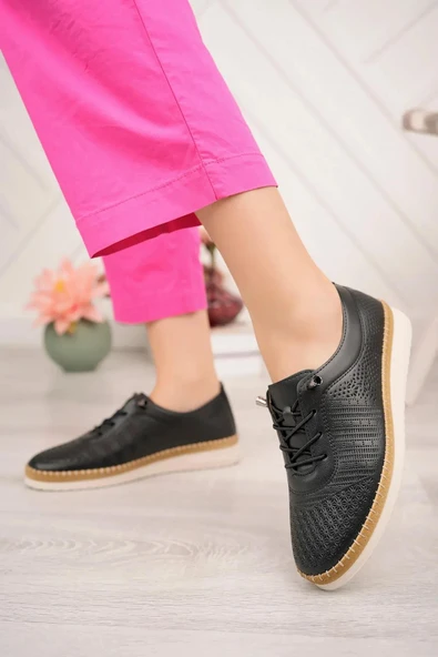 Norfix 3643 Lastik Bağcıklı Ortopedik Günlük Kadın Ayakkabı - Resim 3