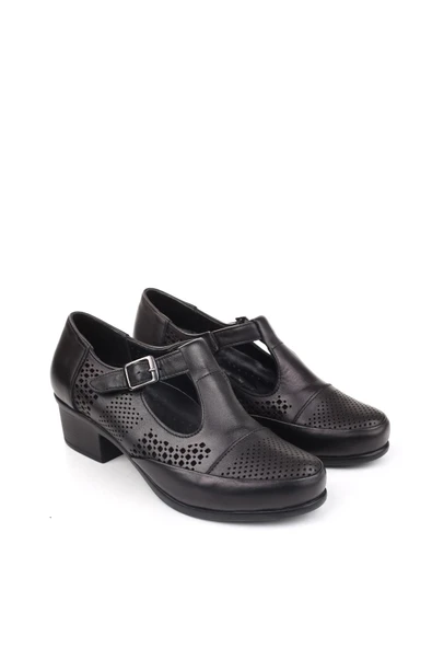 Castle Black 24565 Hakiki Deri Günlük 4 Cm Topuklu Kadın Ayakkabı - Resim 2