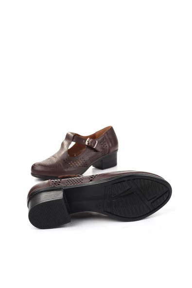 Castle Black 24565 Hakiki Deri Günlük 4 Cm Topuklu Kadın Ayakkabı - Resim 10