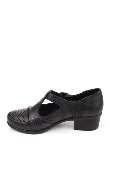 Castle Black 24565 Hakiki Deri Günlük 4 Cm Topuklu Kadın Ayakkabı - Resim 5