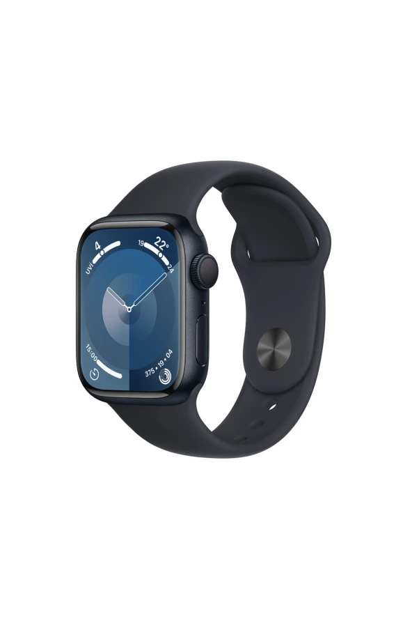 Apple Watch Series 9 GPS 41mm Gece Yarısı Alüminyum Kasa ve Gece Yarısı Spor Kordon - M/L
