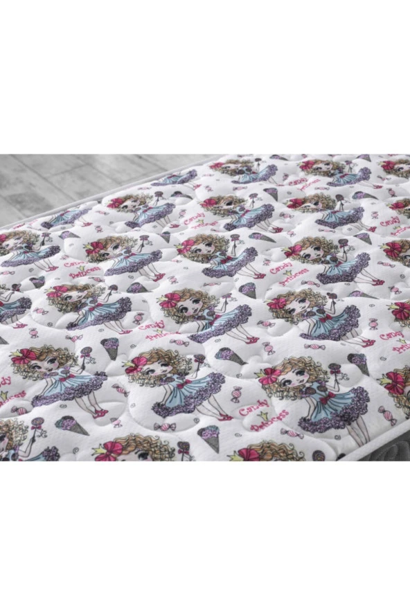 ASROYALLÜKS Candy Princess Kız Desenli Ultra Ortopedik Yaylı Yatak 90x190 - 2