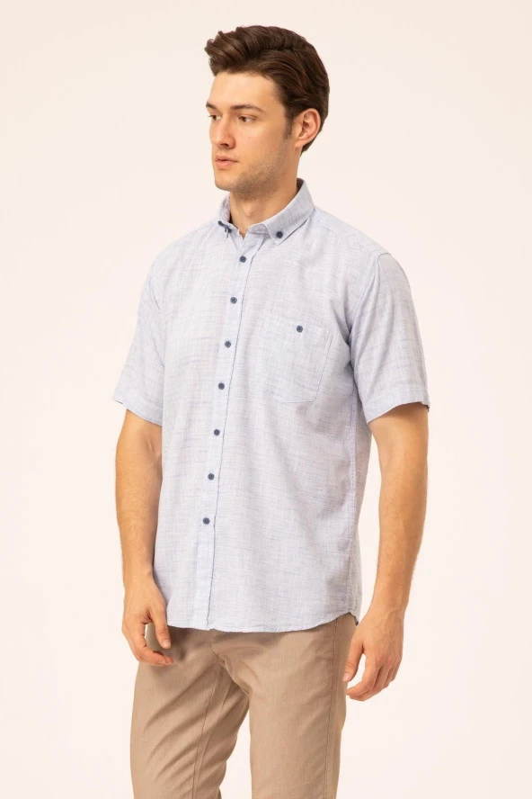 Kısa Kol Regular Kalıp Düz Gömlek - Resim 5