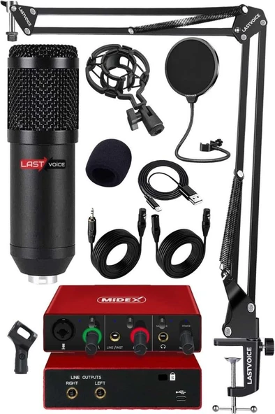 Midex GLX Paket-2 BM800 And Mikrofon Ses Kartı + Stand Set ürün görseli 1