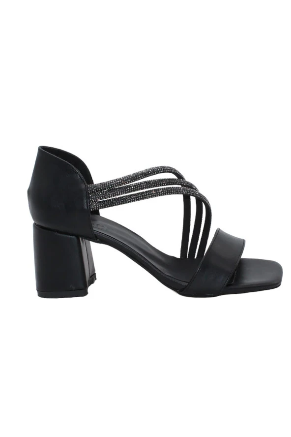 Mergenshoes K037 Siyah Günlük 6 Cm Klasik Topuk Kadın Ayakkabı