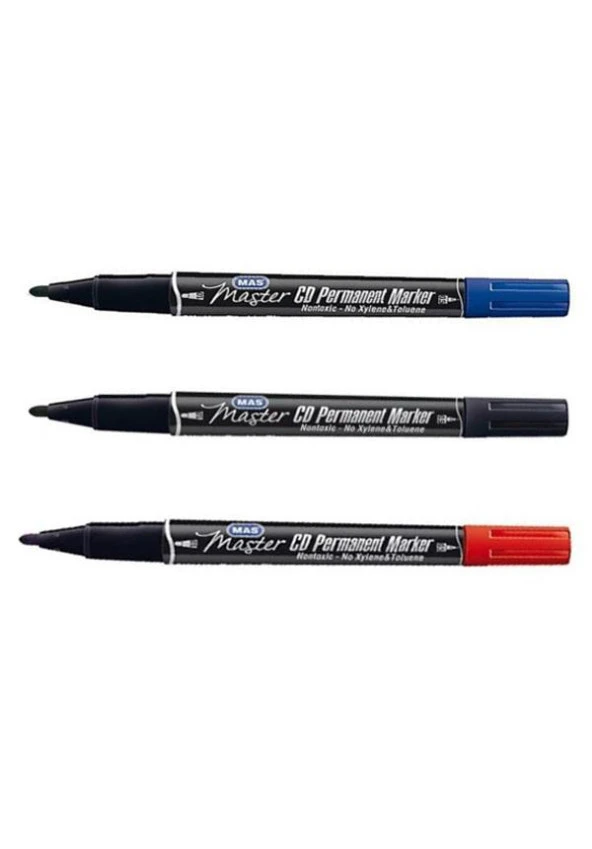 Mas Çift Uçlu Asetat Kalemi Siyah Mavi Kırmızı 6414 - 2