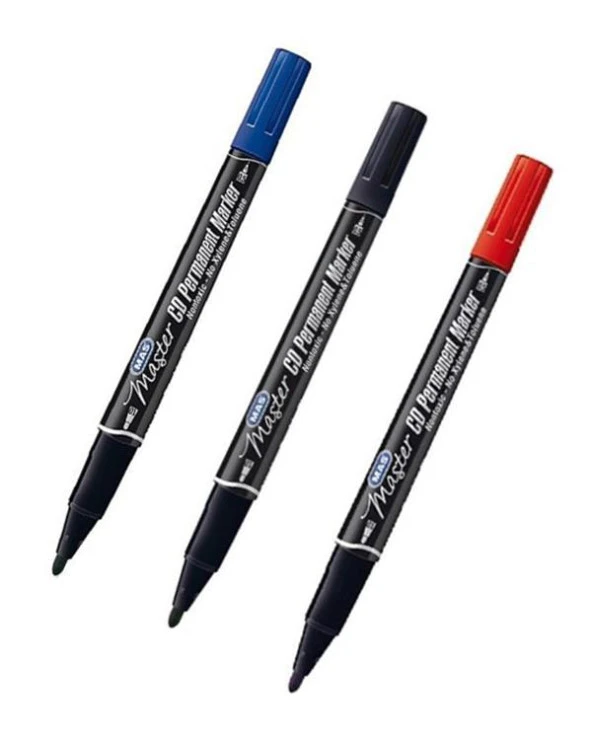 Mas Çift Uçlu Asetat Kalemi Siyah Mavi Kırmızı 6414 - 3