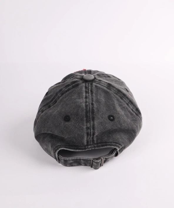 Perlotus Love Kalp Nakışlı Pamuklu Yıkamalı Siyah Şapka - 4