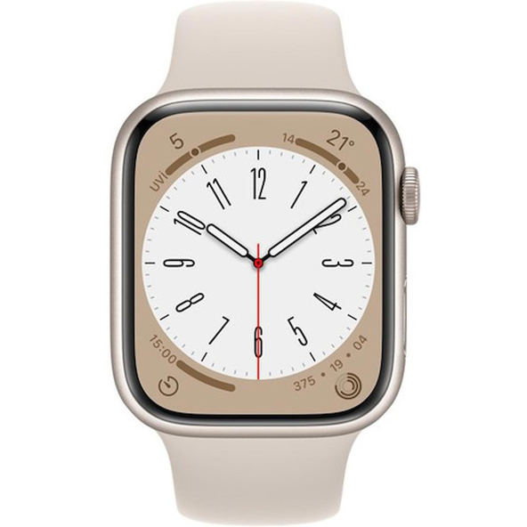 Apple Watch Series 8 GPS + Cellular 45mm Altın Rengi Paslanmaz Çelik Kasa ve Spor Kordon Akıllı Saat MNP23TU Akıllı Saat Teşhir