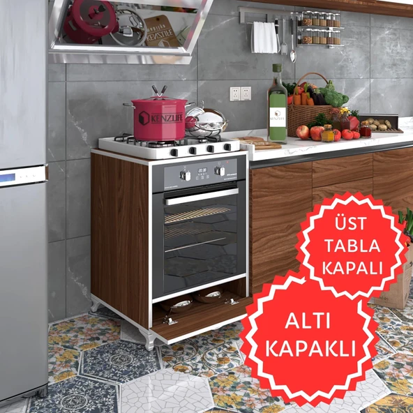 Kenzlife ankastre modülü kabini krom cvz fırın ocak dolabı kapaklı ayaklı sabit tabla ürün görseli