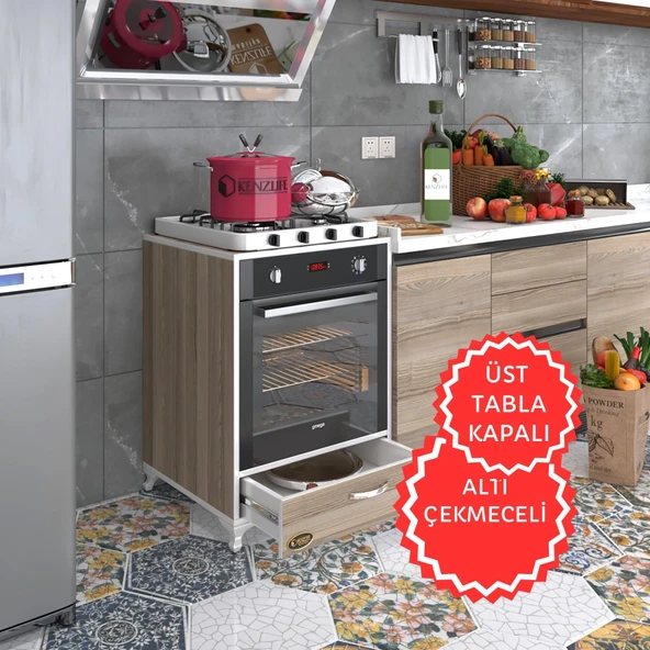 Kenzlife ankastre modülü kabini azot crd fırın ocak dolabı çekmeceli ayaklı sabit tabla