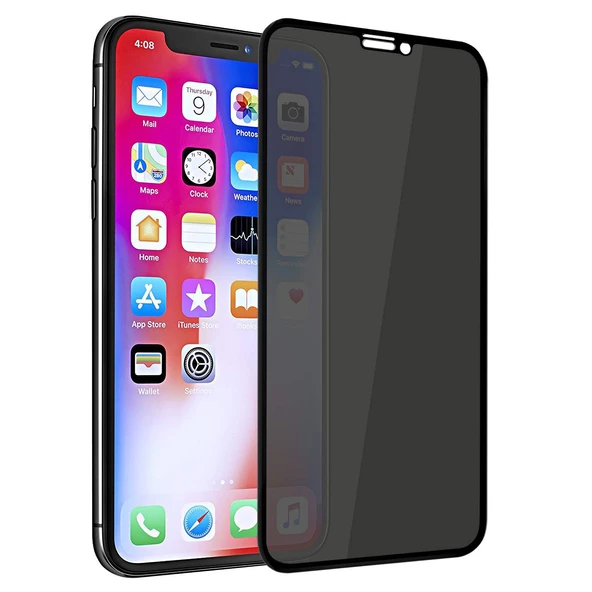 iPhone 11 Pro Max Hayalet Privacy Gizli Cam Ekran Koruyucu Siyah - 2