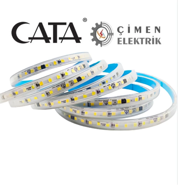 50 METRE CATA CT 220V 10 Cipli Yapışkanlı Beyaz Şerit Led