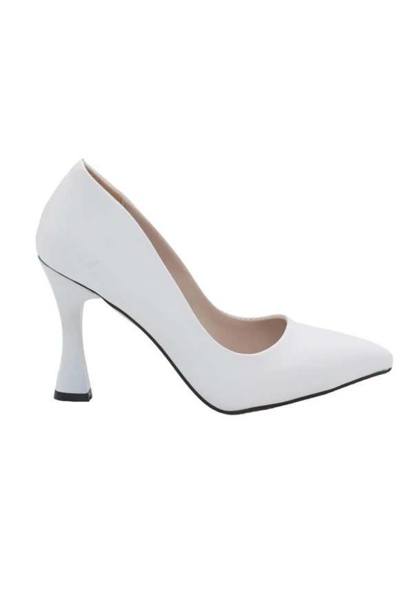 Mergenshoes S58 Beyaz 8 Cm Sivri Burun Kadın Stiletto Ayakkabı