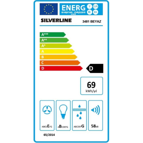 Silverline 3481 Duvar Tipi Beyaz Cam Davlumbaz - 3
