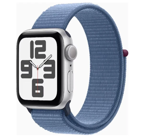 Apple Watch SE GPS 40 mm Gümüş Rengi Alüminyum Kasa ve Buz Mavisi Spor Loop - MRE33TU/A VİTRİN