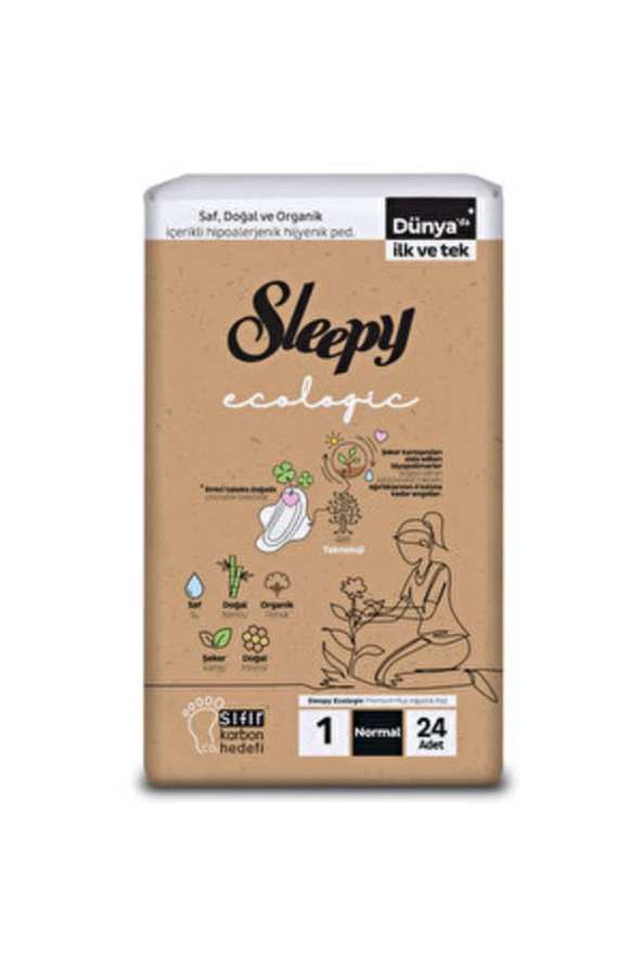 Sleepy ( 5 ADET ) Sleepy Ecologic Süper Eco Normal Hijyenik Ped 24 Adet (Boy 1)