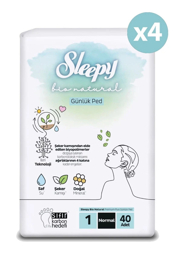 Sleepy Bio Natural Premium Plus Günlük Ped Normal 160 Adet Ped