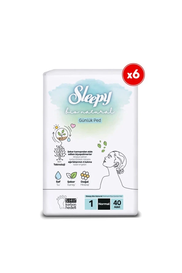 Sleepy Bio Natural Premium Plus Günlük Ped Normal 6x40=240 Adet Ped