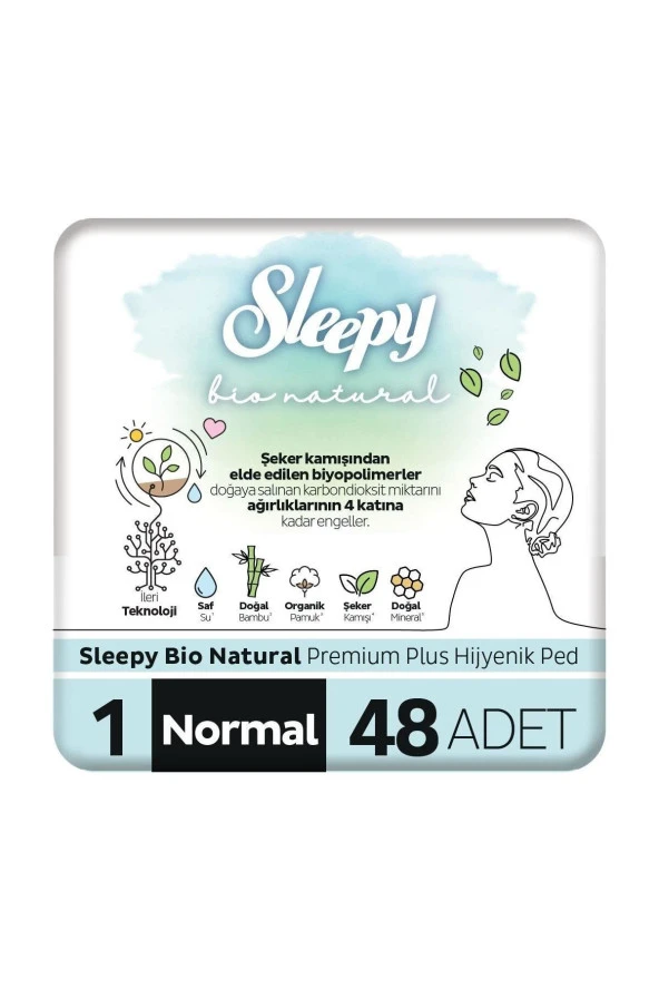Sleepy Bio Natural Premium Plus Hijyenik Ped Normal 48 Adet Ped