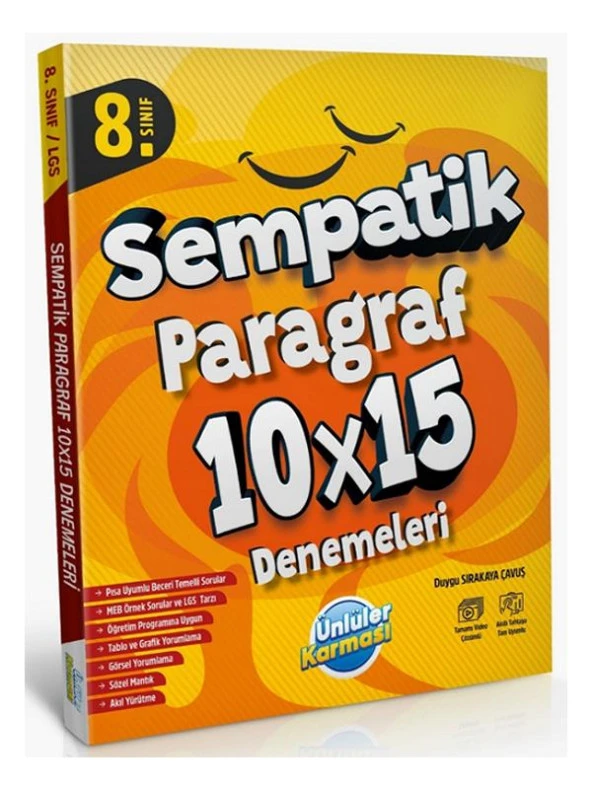 Ünlüler 8. Sınıf Sempatik Paragraf 10x15 Deneme Ünlüler Yayınları - Resim 2