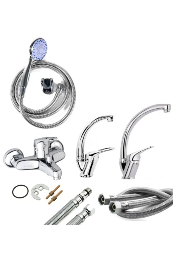 Moonshop New 5 Yıl Garantili Bat Seti 4 Lü Banyo-Lavabo-Mutfak-Duş Seti Aç Kapa Batarya.