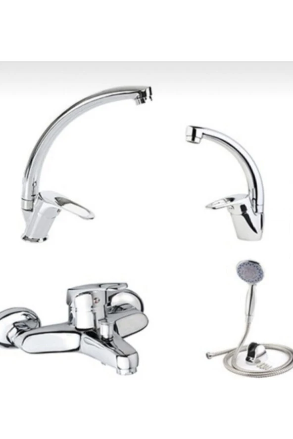 Moonshop New 5 Yıl Garantili Bat Seti 4 Lü Banyo-Lavabo-Mutfak-Duş Seti Aç Kapa Batarya. - 2