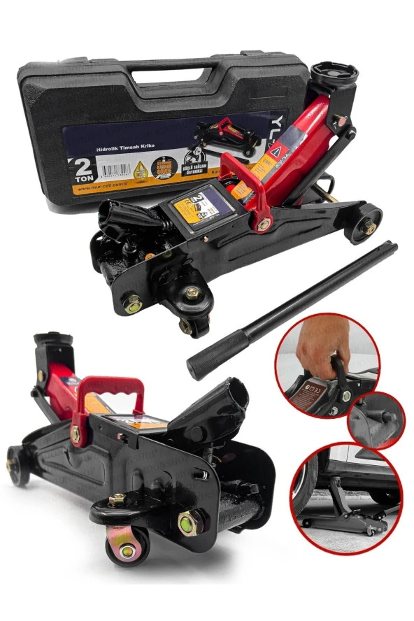 Moonshop 2 Ton Tekerlikli Arabalı Timsah Kriko.