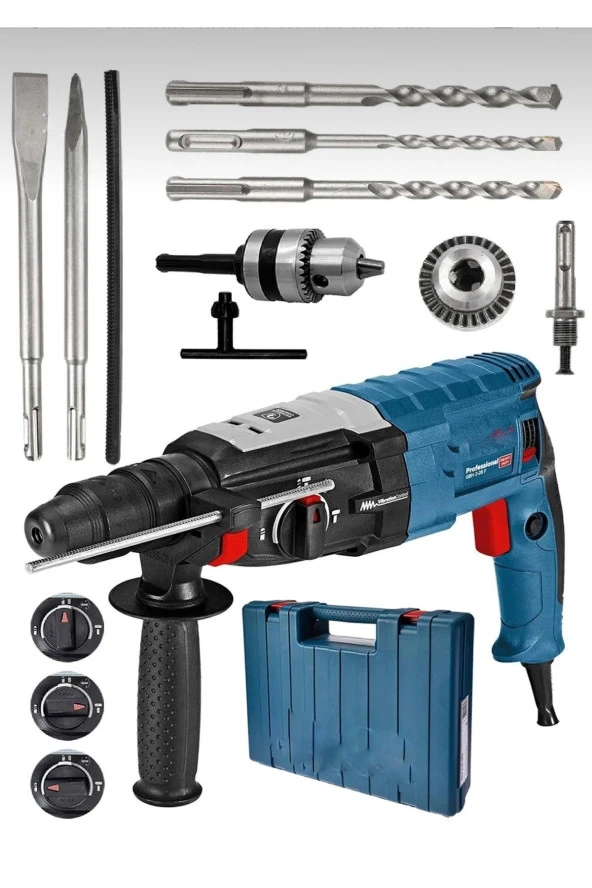 Moonshop Alman Seri 3000W Çelik Şanzuman Bakir Sargılı 2-28 Kırıcı Delici Hilti Matkap 5 Adet Uç ürün görseli