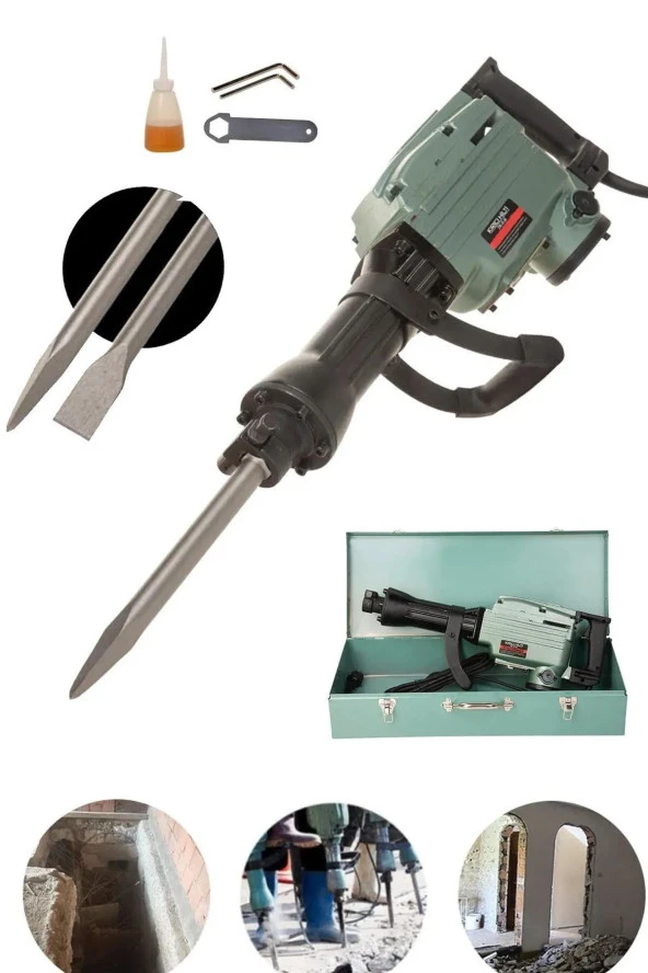 Moonshop Pro Alman 1980 Watt Metal Sargı 65Mm Profesyonel 95 Joule Kırıcı Hilti Matkap 2 Adet Uc Hediyeli ürün görseli 1