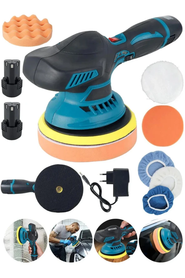 Moonshop Japan Taknoloj 88 V Li-İon Çift Akülü 6 Kademe Devir Ayarlı Pasta Cila Polisaj Zımpara Makinesi - 2