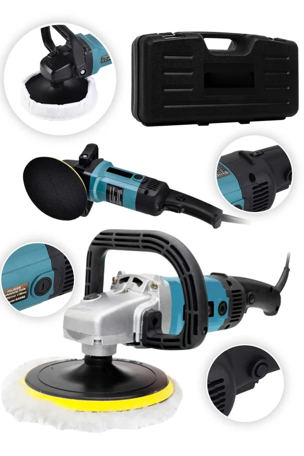 Moonshop Bakır Sargı Devir Ayarlı Polisaj Makinesi 1300 Watt 180Mm 6 Kademeli Pasta Cila Kiti Hediye - 2