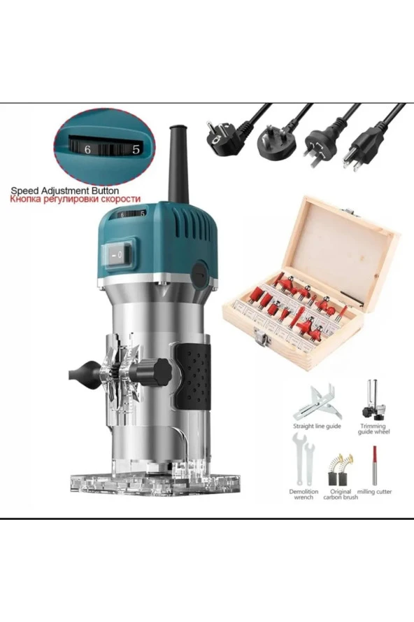 Moonshop 3100 Watt Profesyonel Formika Traşlama Freze Makinası Ve Uçları 6 Mm Pens 2 Yıl Garantili - 2