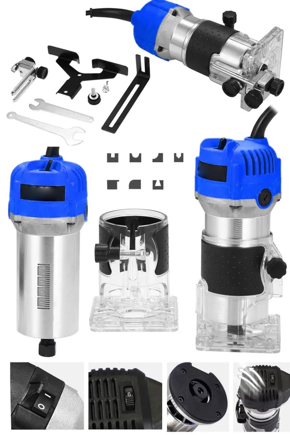 Moonshop Japan Pro Seri 3000 Watt 6 Kademe Devir Ayarli Formika Traşlama Freze Makinası Pens 6 Mm - 2